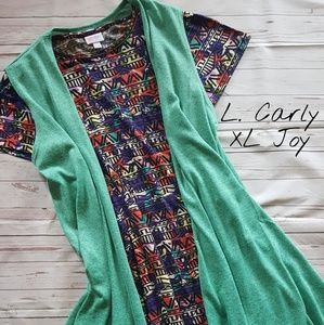 Lularoe Outfit Aztec Carly Dress Joy vest